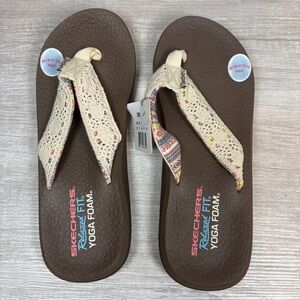 Skechers Cali Women's Asana Flip Flop, Natural,10 M US, Relaxed Fit Yoga Foam